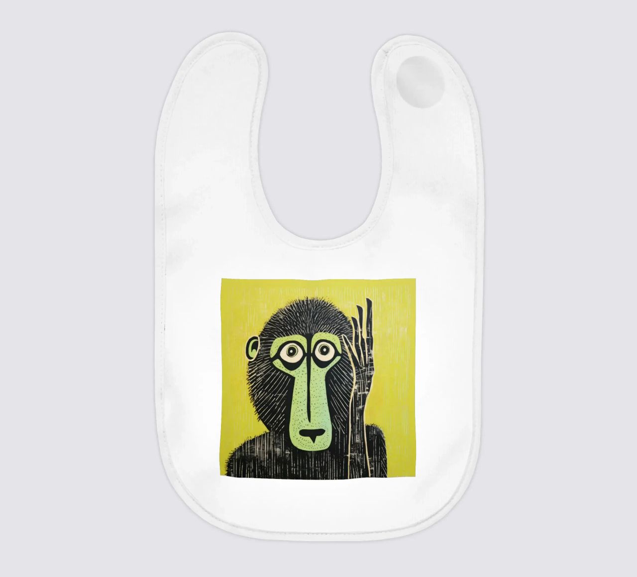 Babbuino verde 3 bavaglino da Minimal Animal Art
