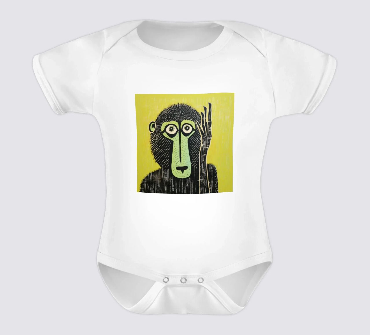Babbuino verde 3 body neonato maniche corte da Minimal Animal Art
