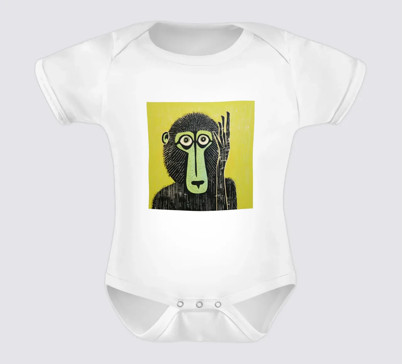 Babbuino verde 3 body neonato maniche corte da Minimal Animal Art