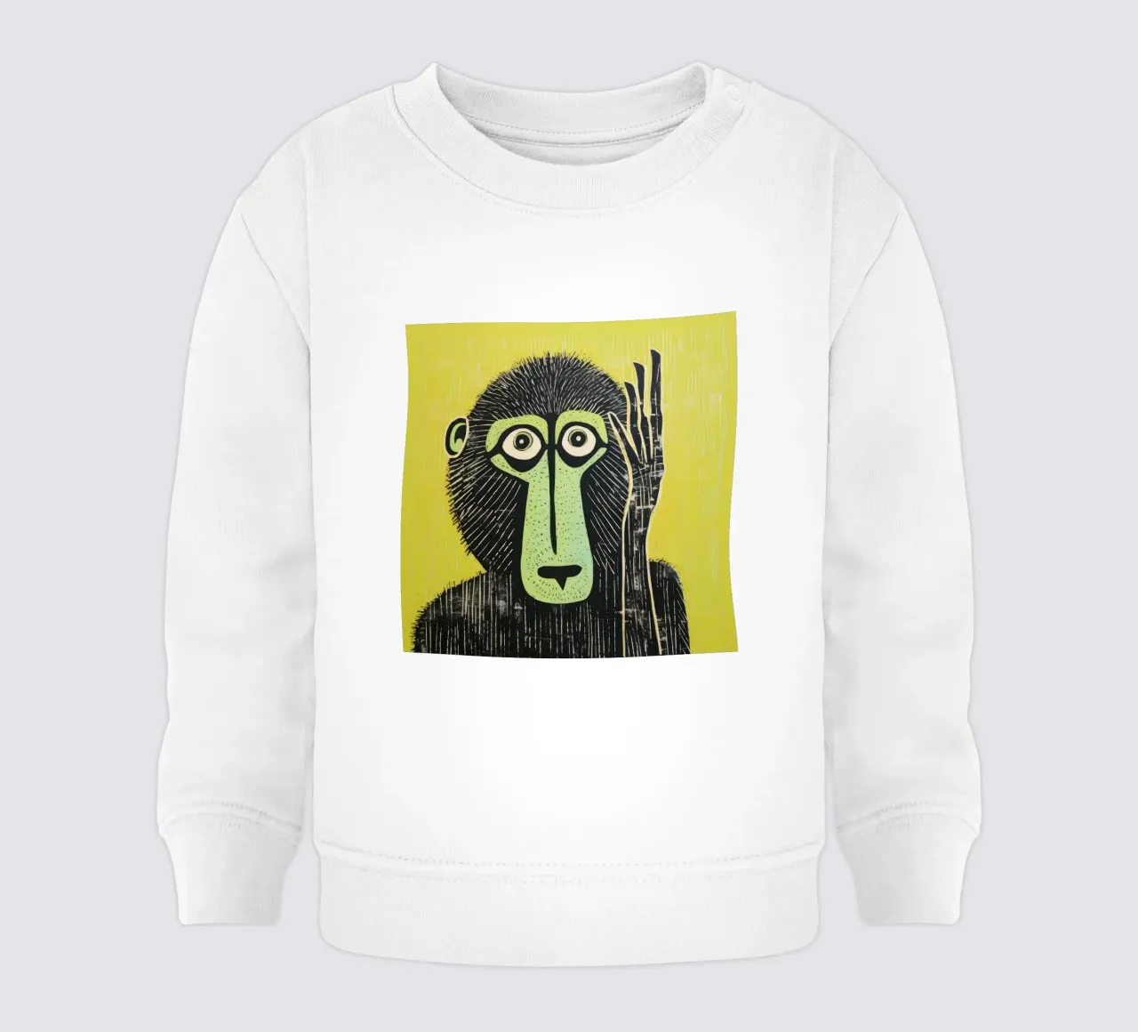Grüner Pavian 3 Baby Sweatshirt von Minimal Animal Art
