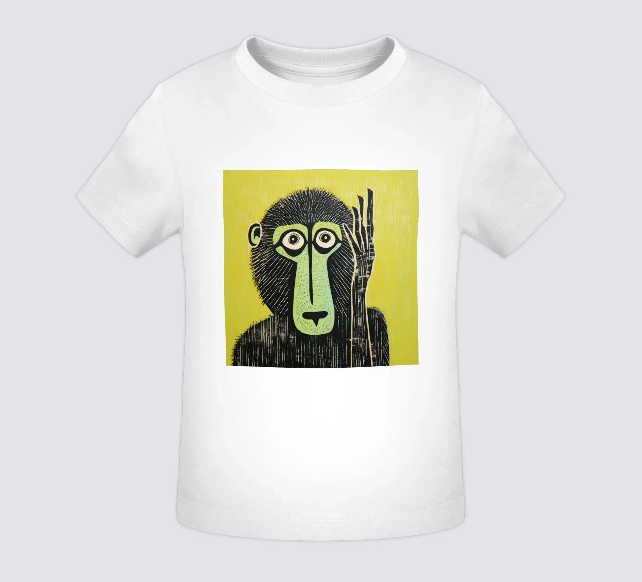 Babbuino verde 3 maglietta neonato da Minimal Animal Art