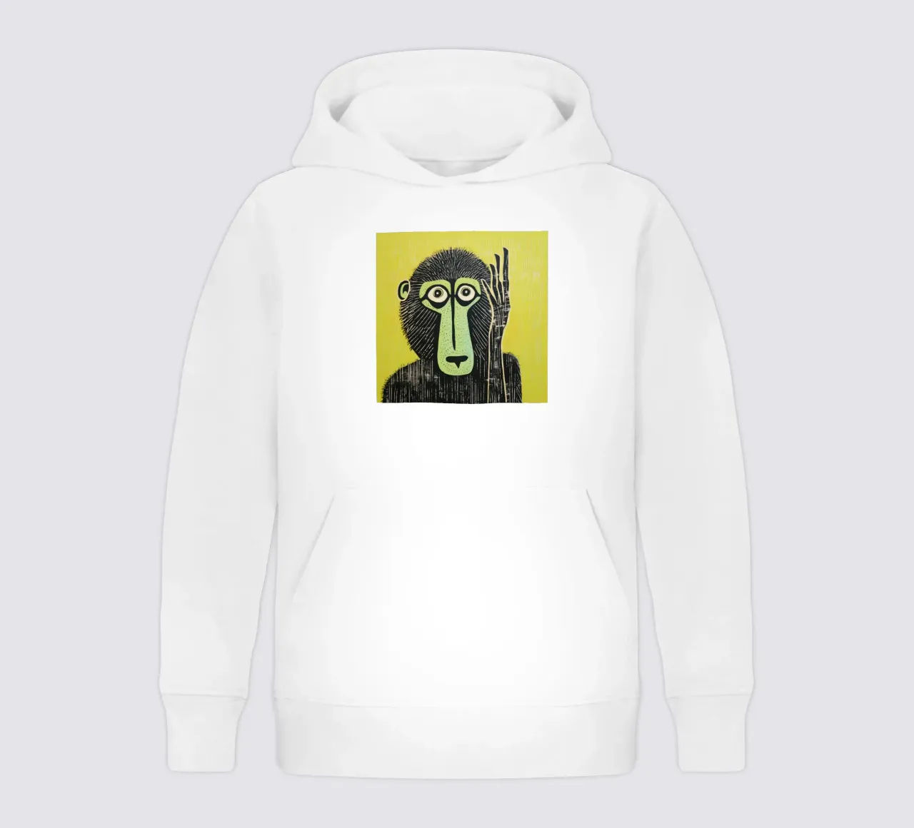 Babbuino verde 3 felpa bambino con cappuccio da Minimal Animal Art