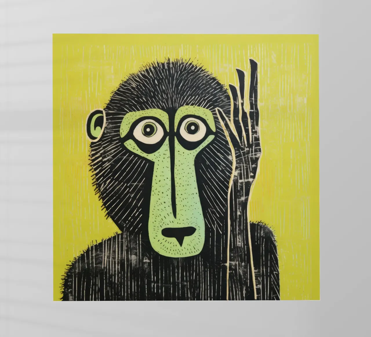 Babbuino verde pellicola backlit da Minimal Animal Art