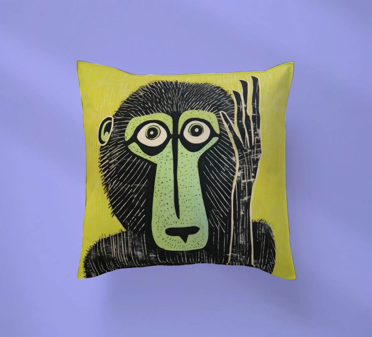 Babbuino verde 3 cuscino da Minimal Animal Art