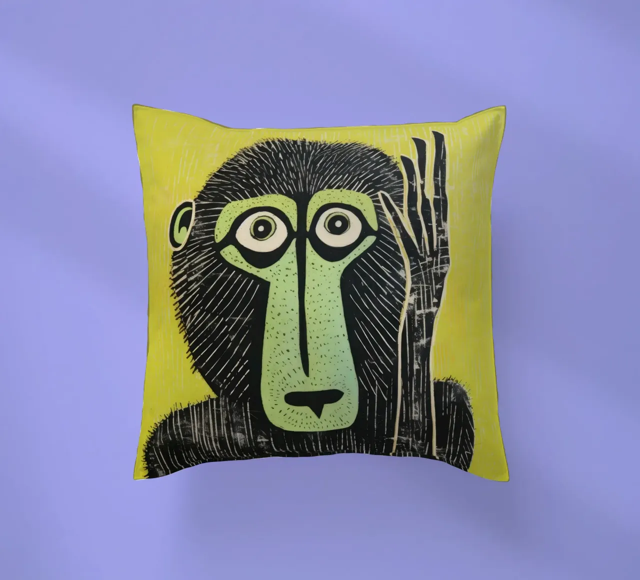 Babbuino verde cuscino da Minimal Animal Art