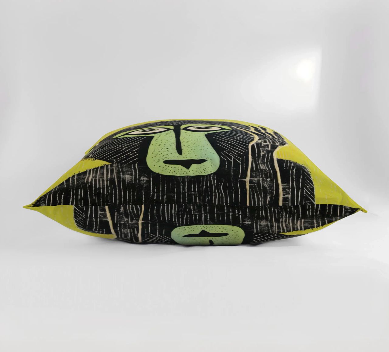 Babbuino verde 3 cuscino da Minimal Animal Art