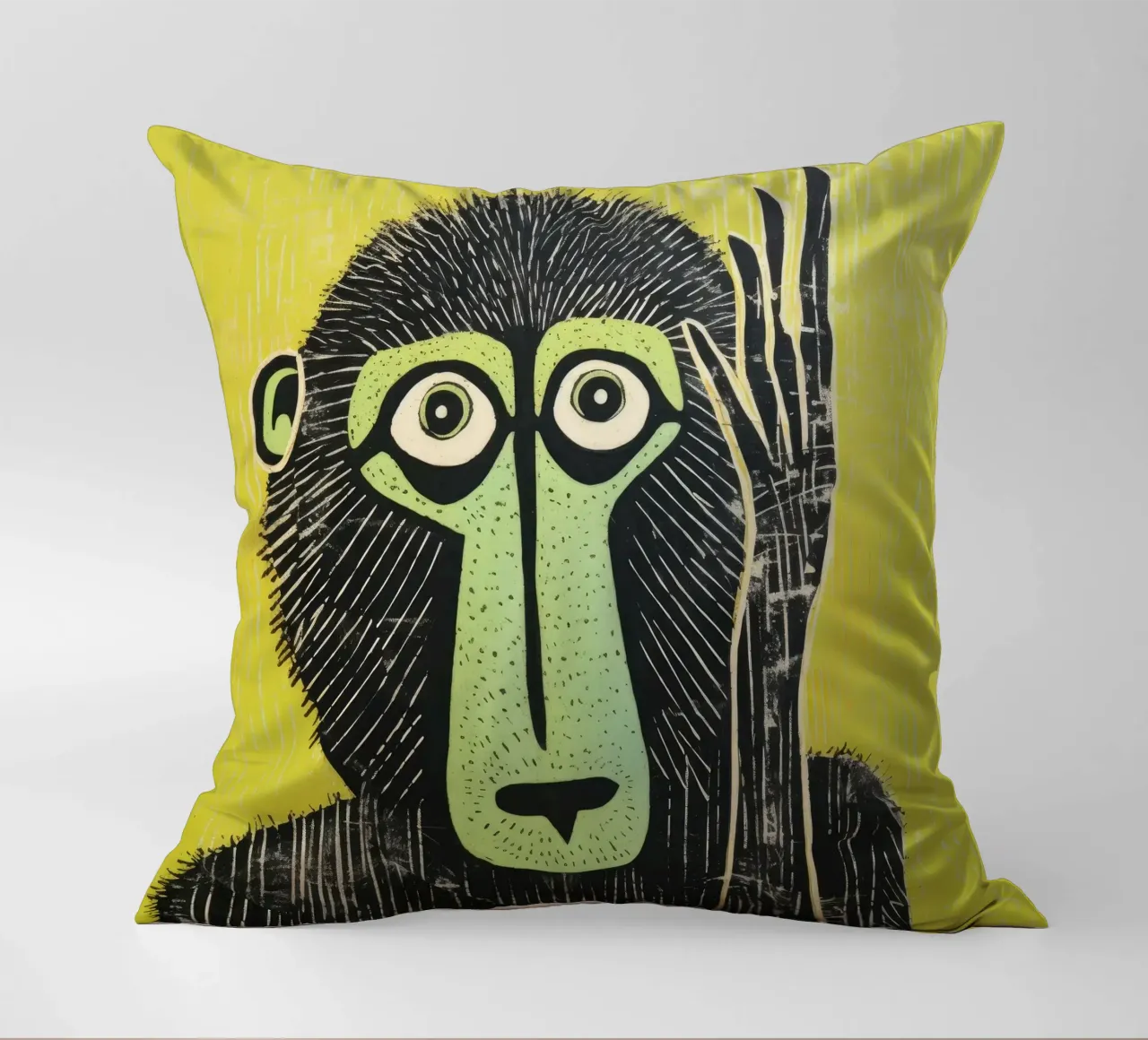 Babbuino verde cuscino da Minimal Animal Art