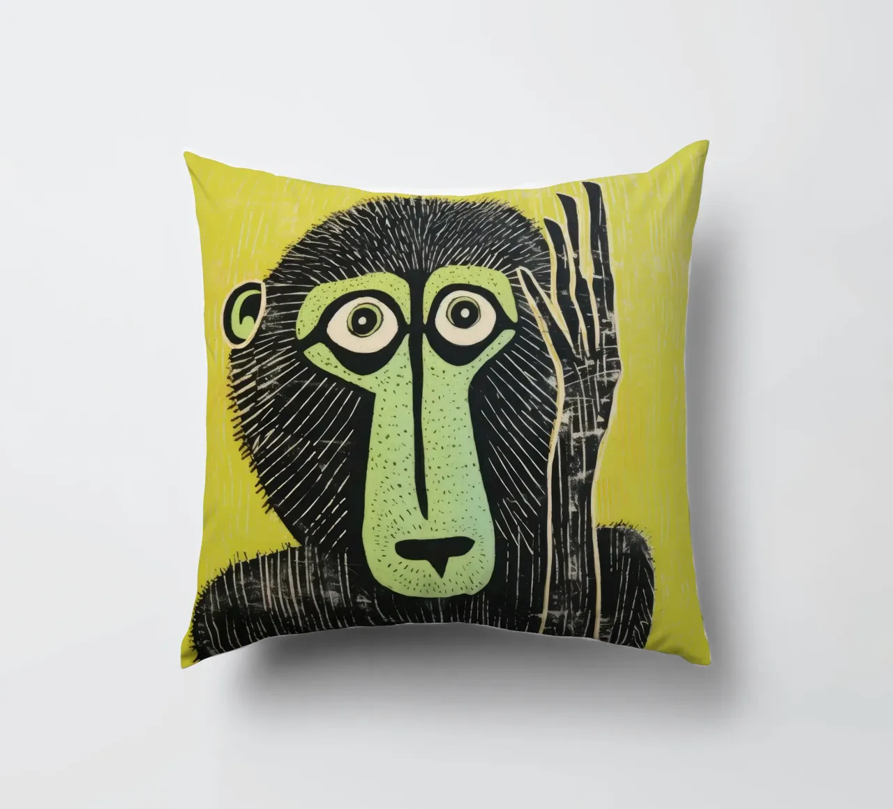 Babbuino verde cuscino da Minimal Animal Art