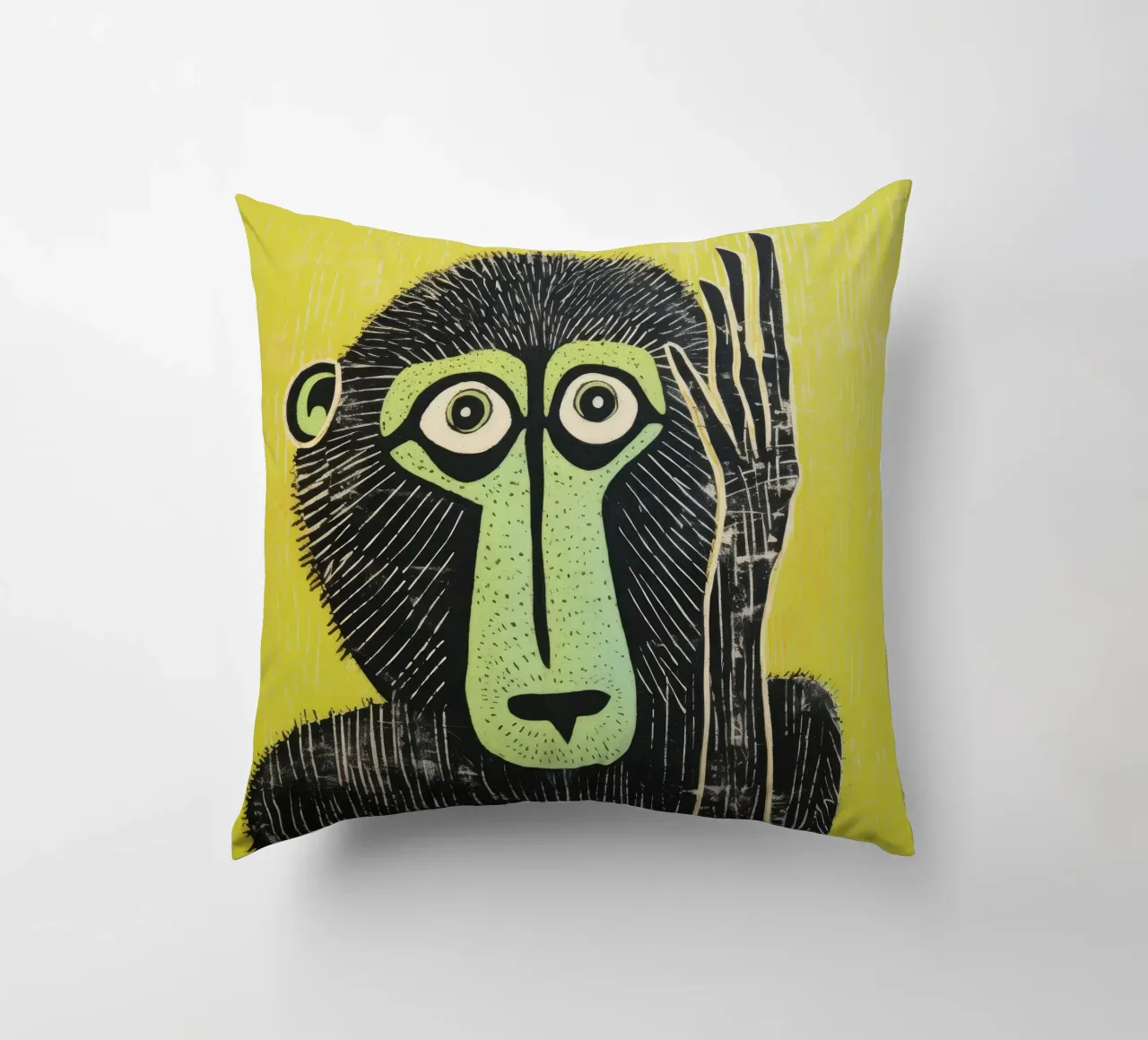 Babbuino verde cuscino da Minimal Animal Art