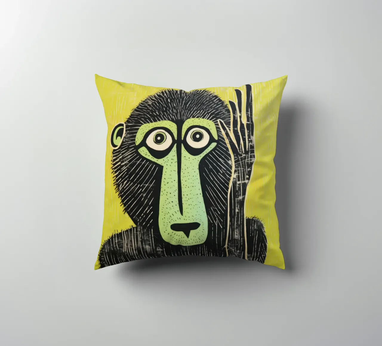 Grüner Pavian 3 Kissen von Minimal Animal Art