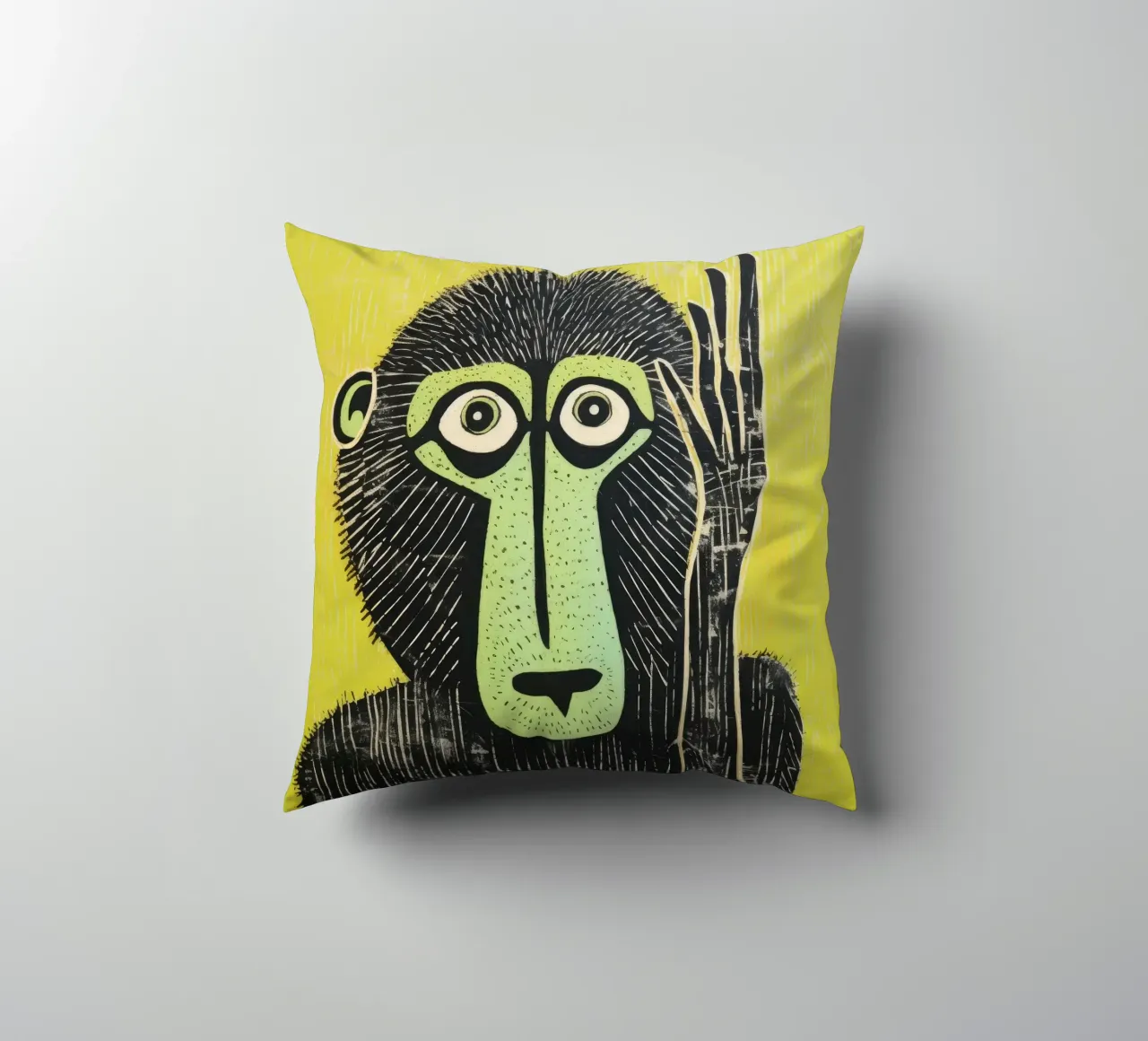 Babbuino verde cuscino da Minimal Animal Art