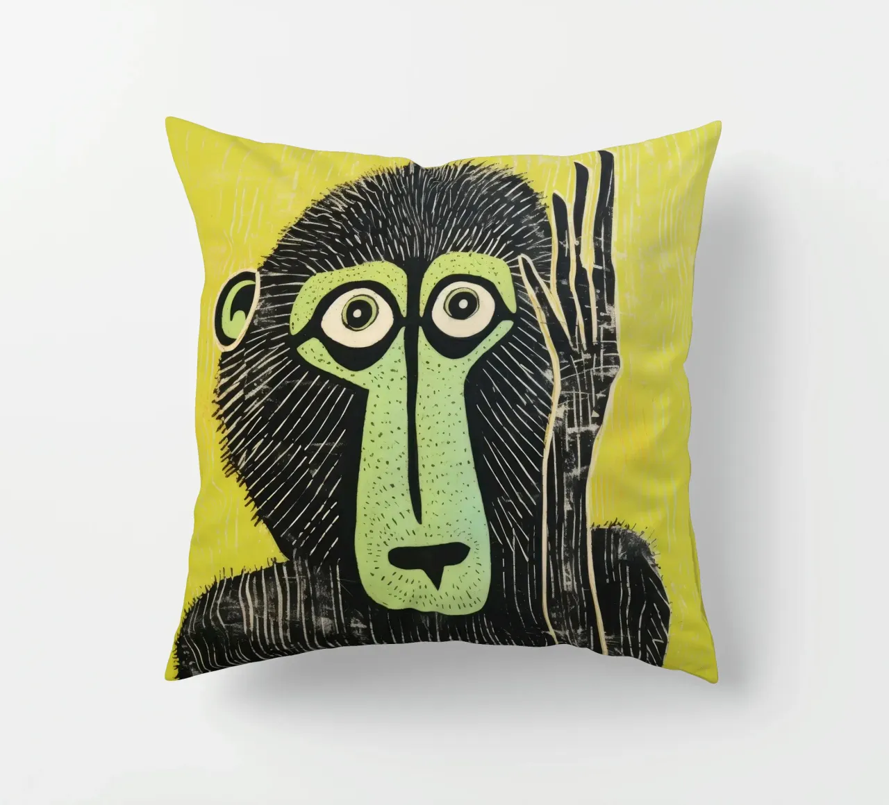 Babbuino verde cuscino da Minimal Animal Art
