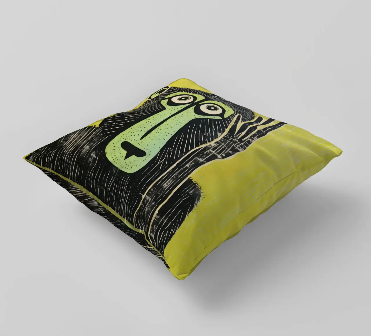 Babbuino verde cuscino da Minimal Animal Art