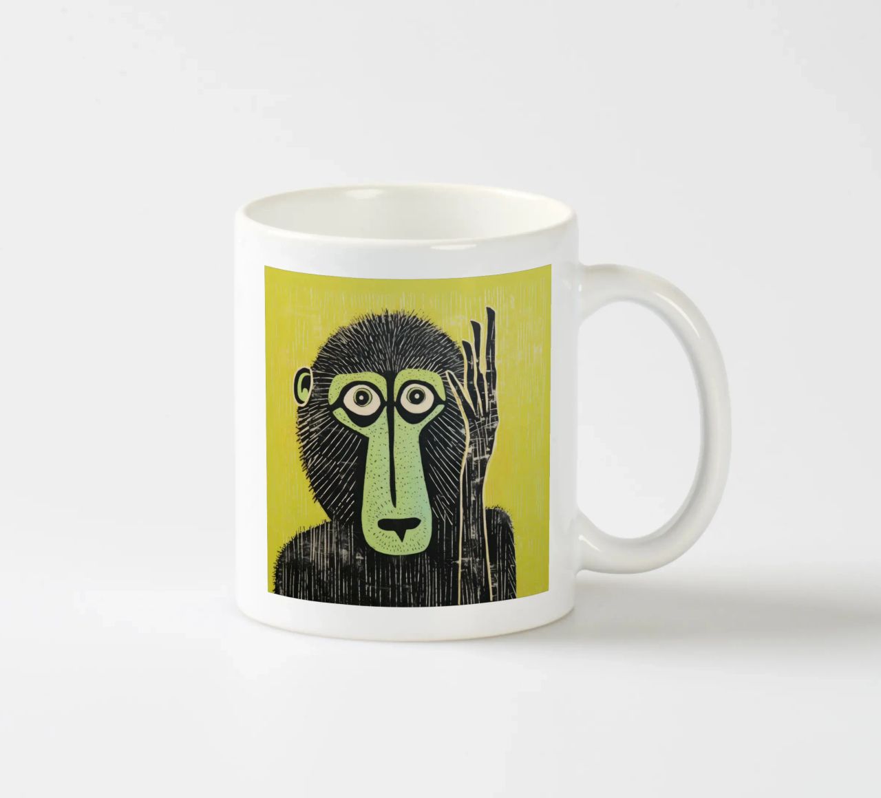 Babbuino verde 3 tazza in ceramica da Minimal Animal Art