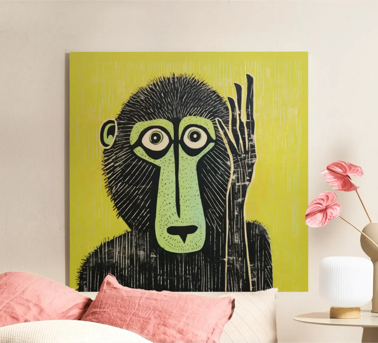 Babbuino verde plexiglass da Minimal Animal Art