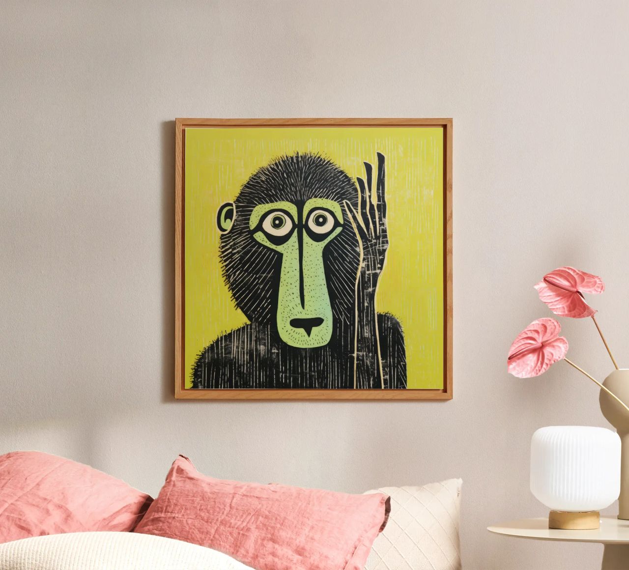 Babbuino verde 3 alluminio dibond da Minimal Animal Art