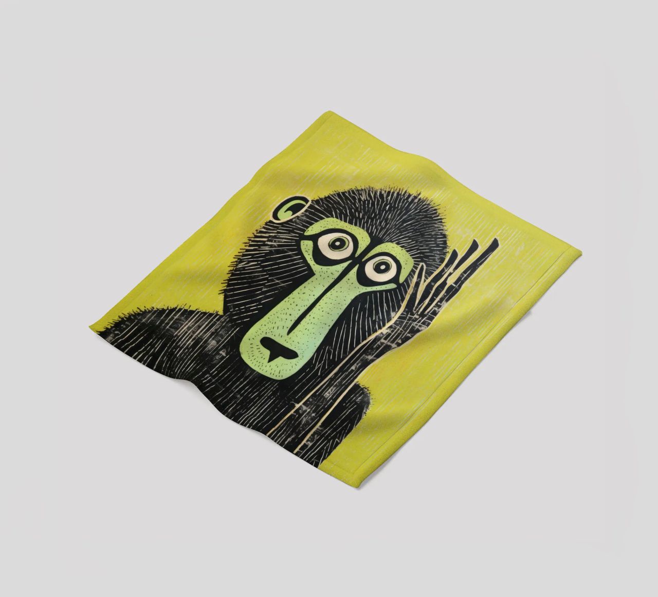 Babbuino verde 3 coperta in pile da Minimal Animal Art