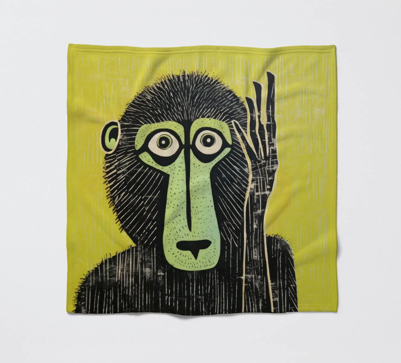 Babbuino verde 3 coperta in pile da Minimal Animal Art