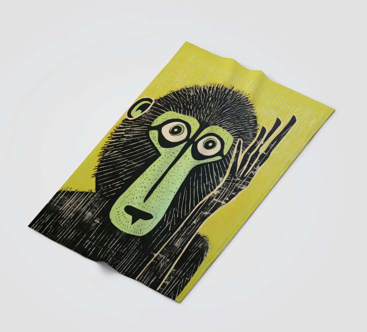 Babbuino verde 3 coperta in pile da Minimal Animal Art