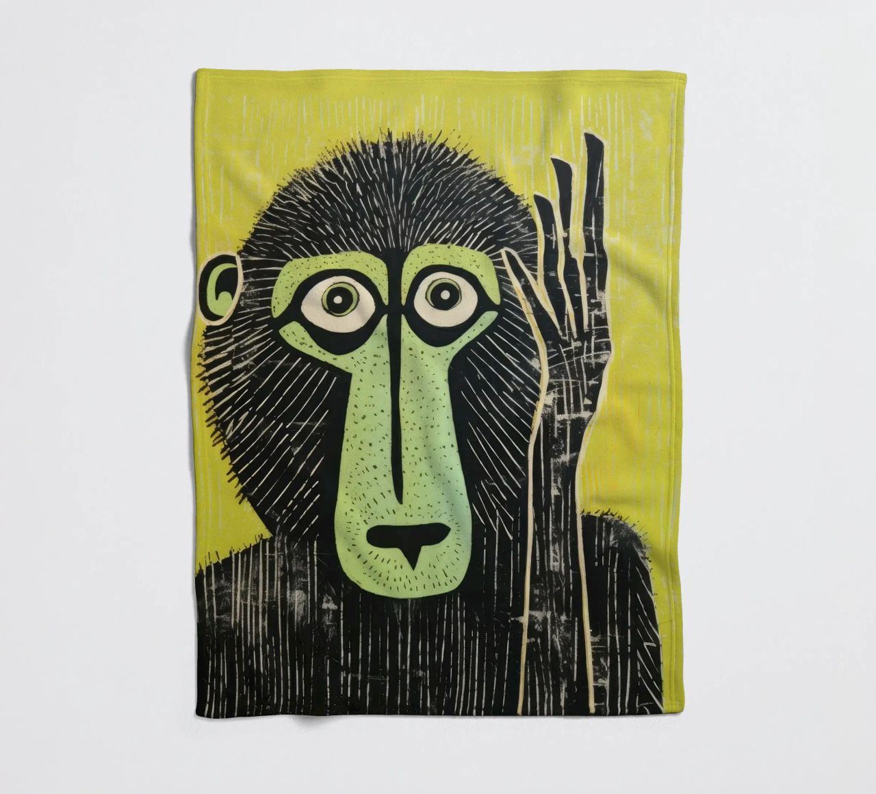Babbuino verde 3 coperta in pile da Minimal Animal Art