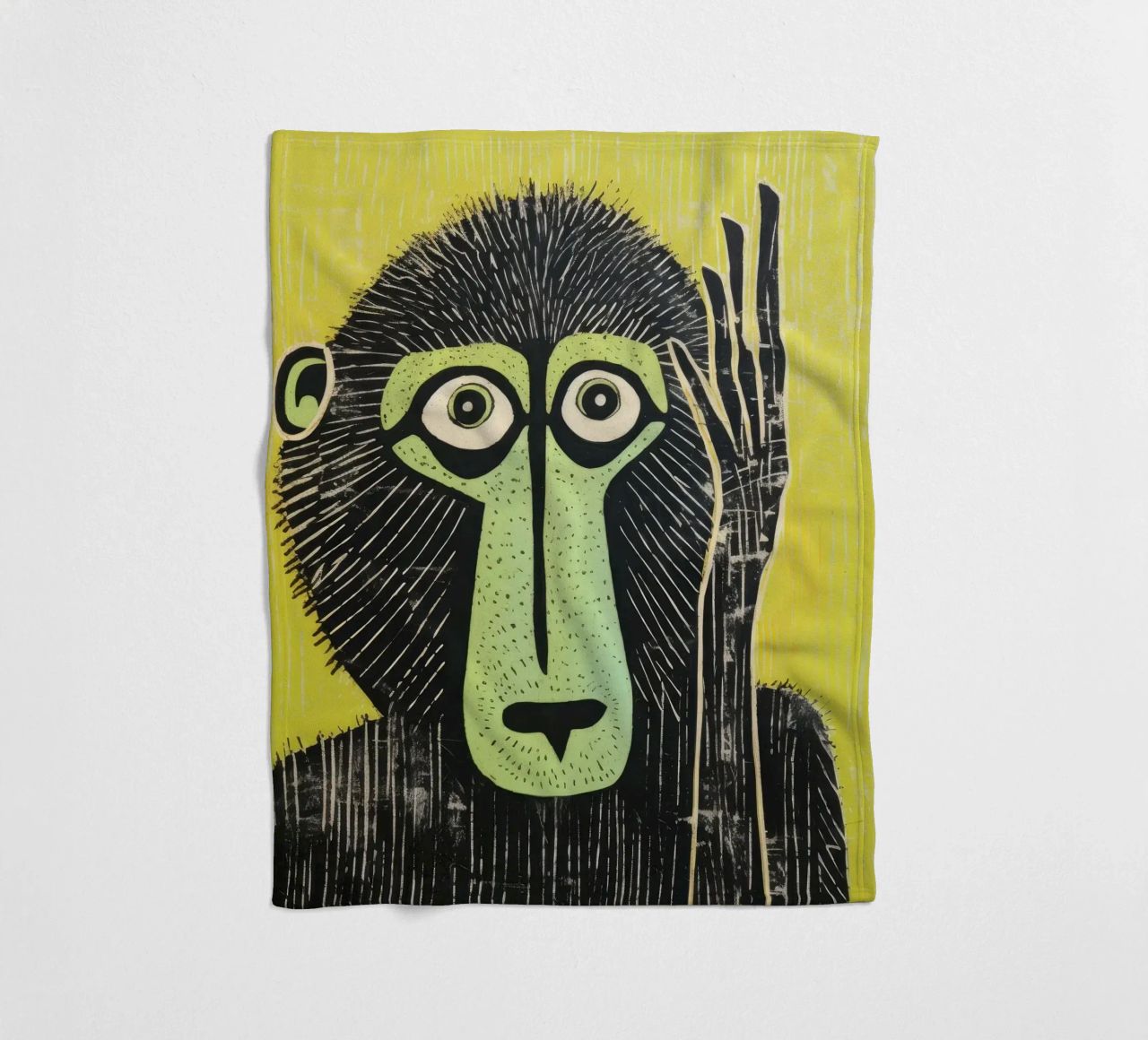 Babbuino verde 3 coperta in pile da Minimal Animal Art