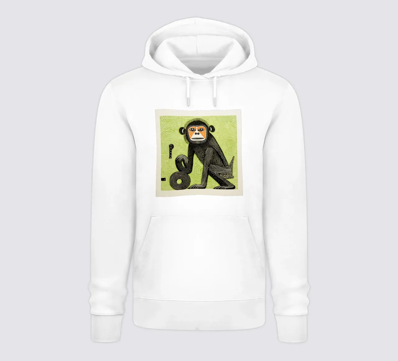 Babbuino verde 4 felpa con cappuccio da Minimal Animal Art