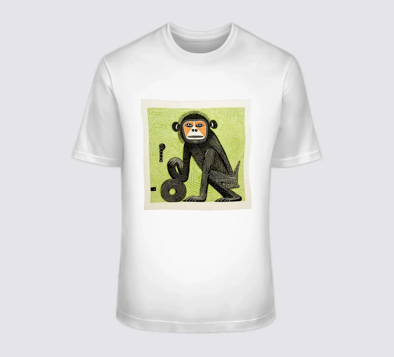 Babbuino verde t-shirt da Minimal Animal Art