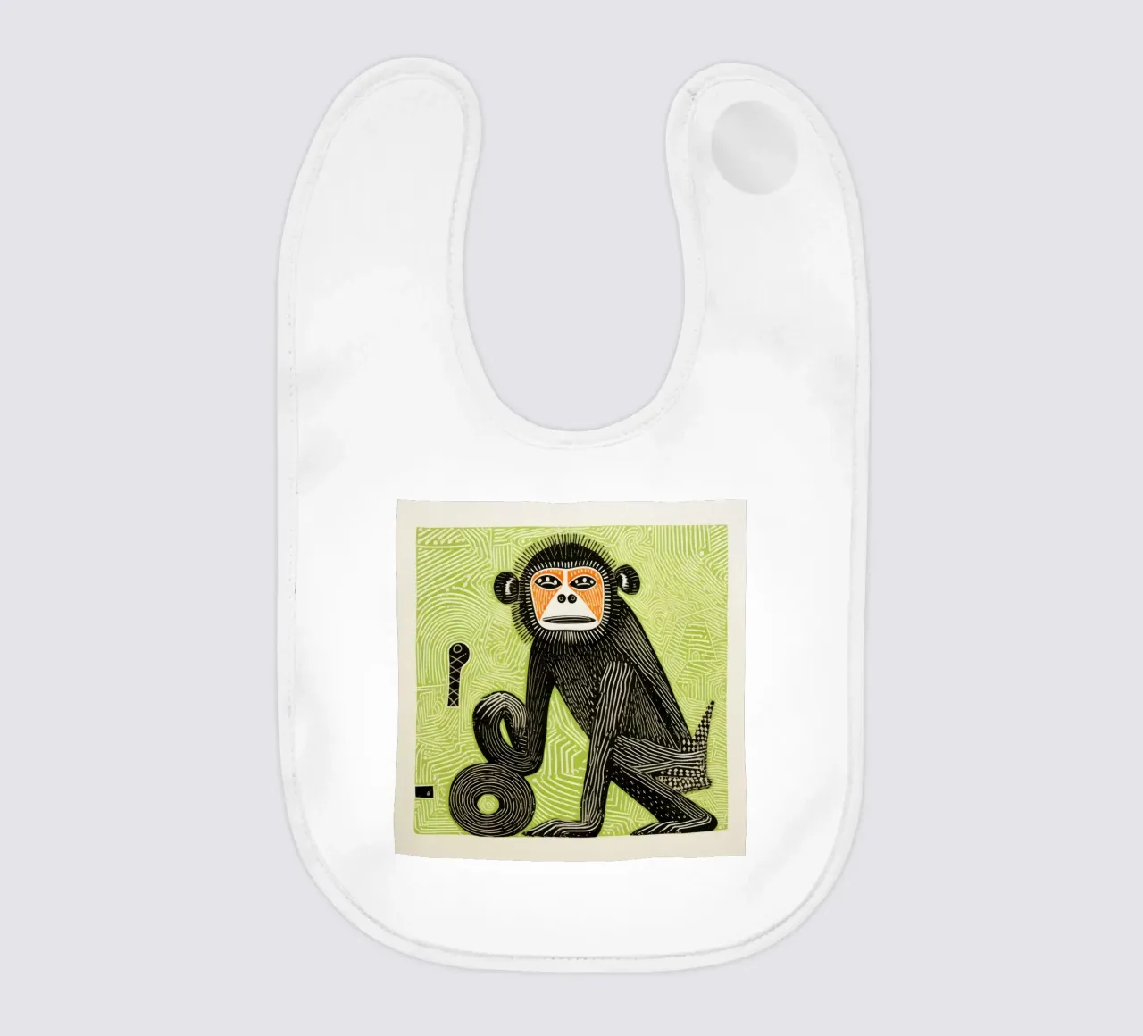 Green Baboon 4 baby bib by Minimal Animal Art