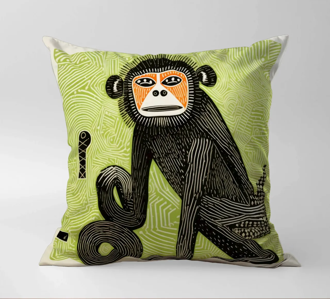 Babbuino verde cuscino da Minimal Animal Art