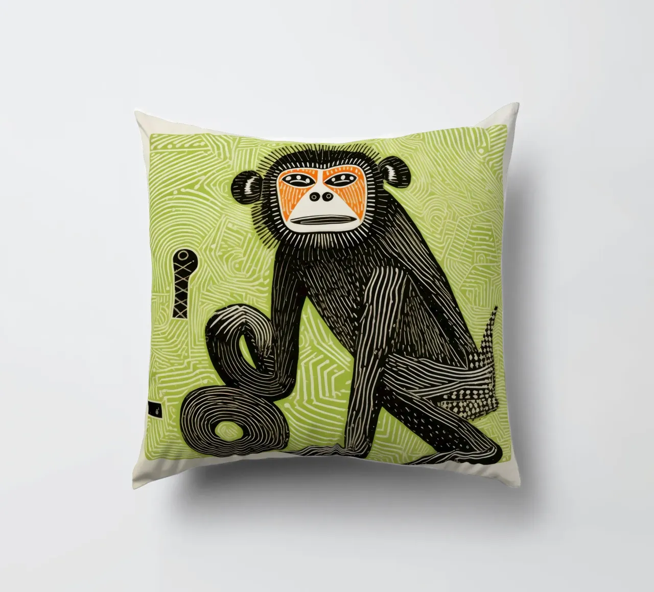 Babbuino verde cuscino da Minimal Animal Art