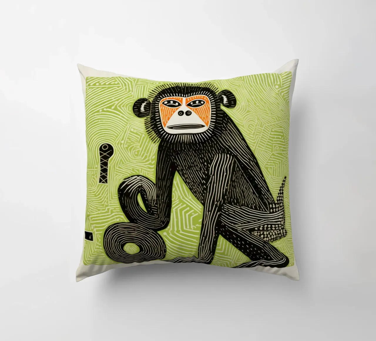 Babbuino verde cuscino da Minimal Animal Art