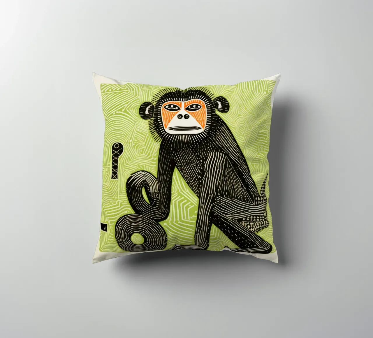 Babbuino verde cuscino da Minimal Animal Art