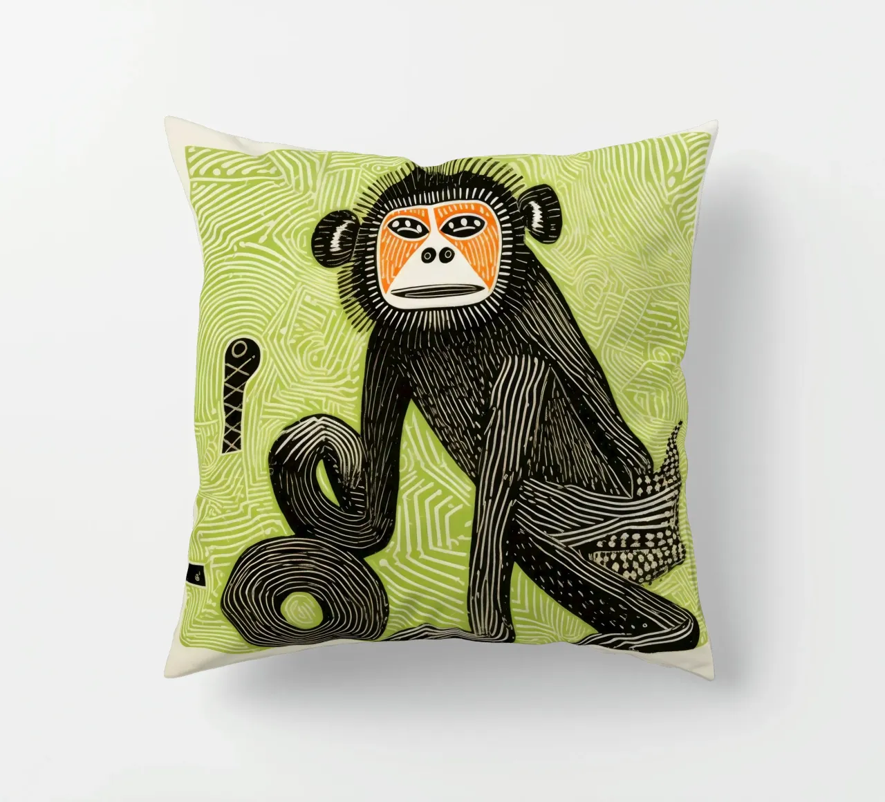 Babbuino verde cuscino da Minimal Animal Art