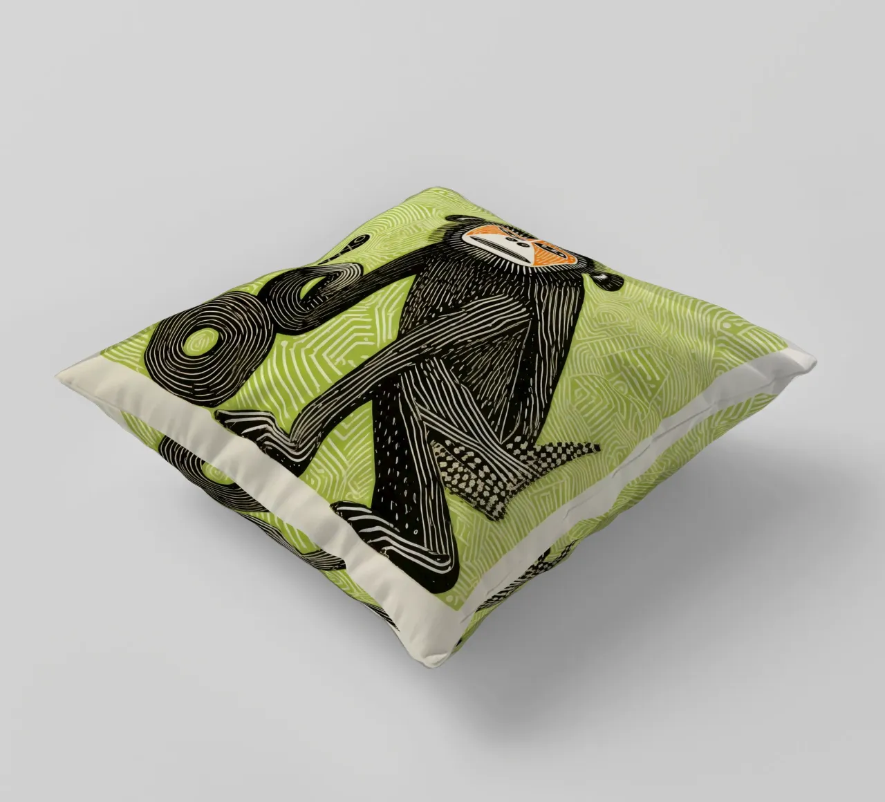 Babbuino verde cuscino da Minimal Animal Art