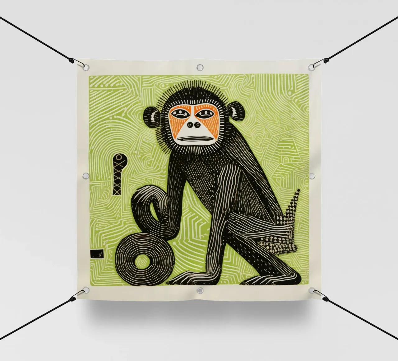 Babbuino verde 4 telo in pvc da Minimal Animal Art