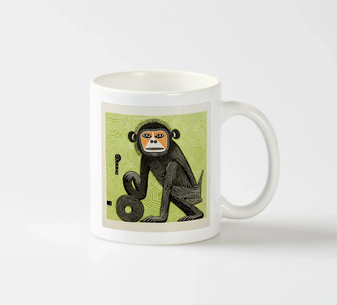 Babouin vert 4 mug en céramique de Minimal Animal Art