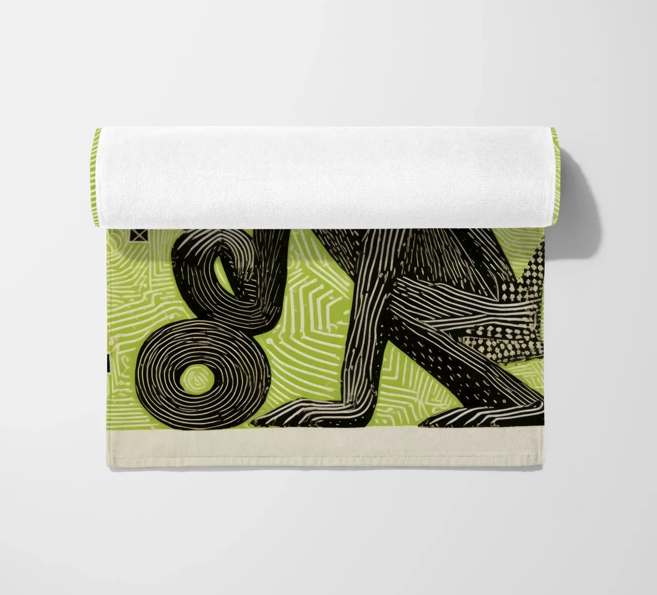 Green Baboon 4 beach towel by Minimal Animal Art
