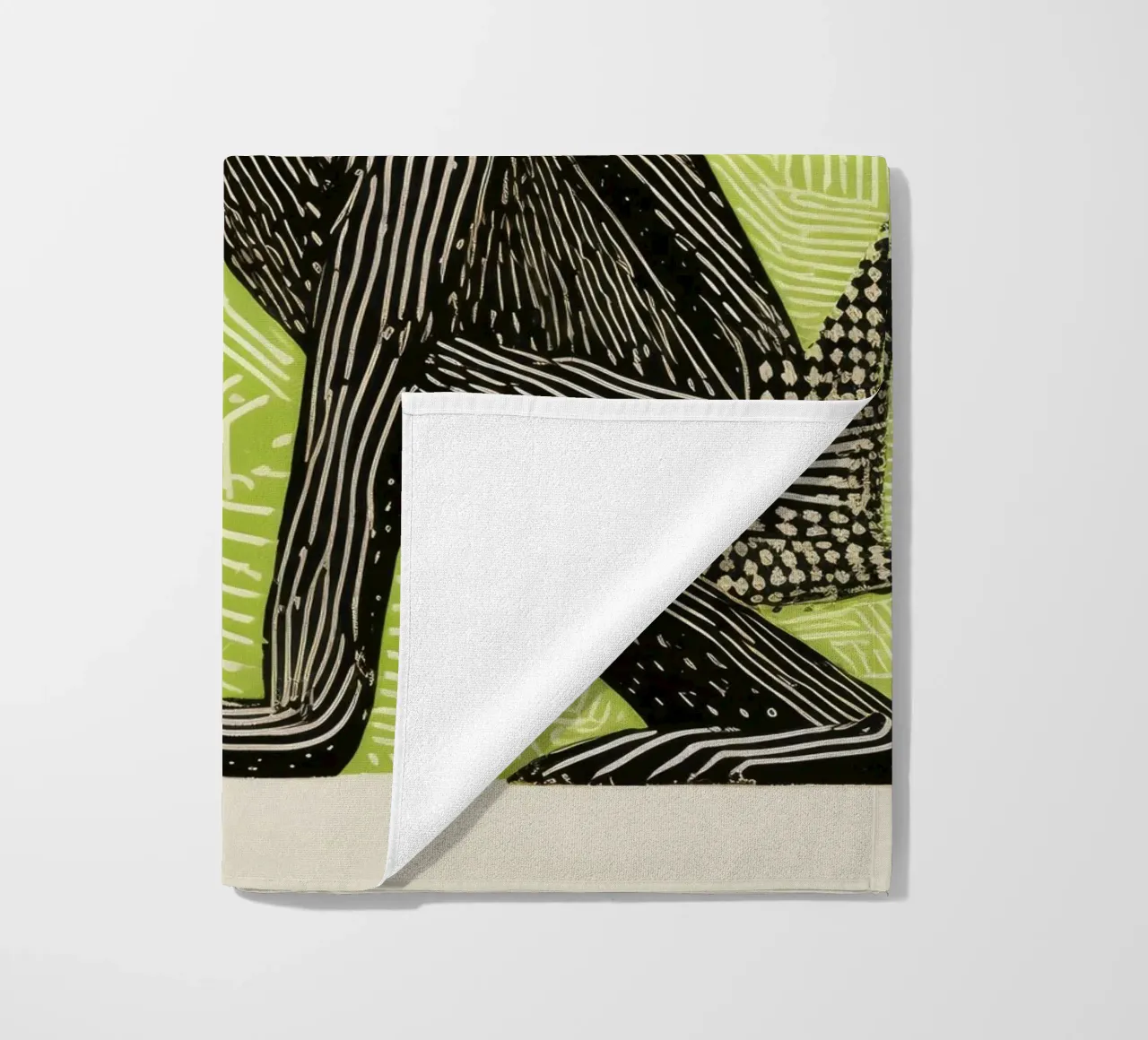 Green Baboon 4 beach towel by Minimal Animal Art
