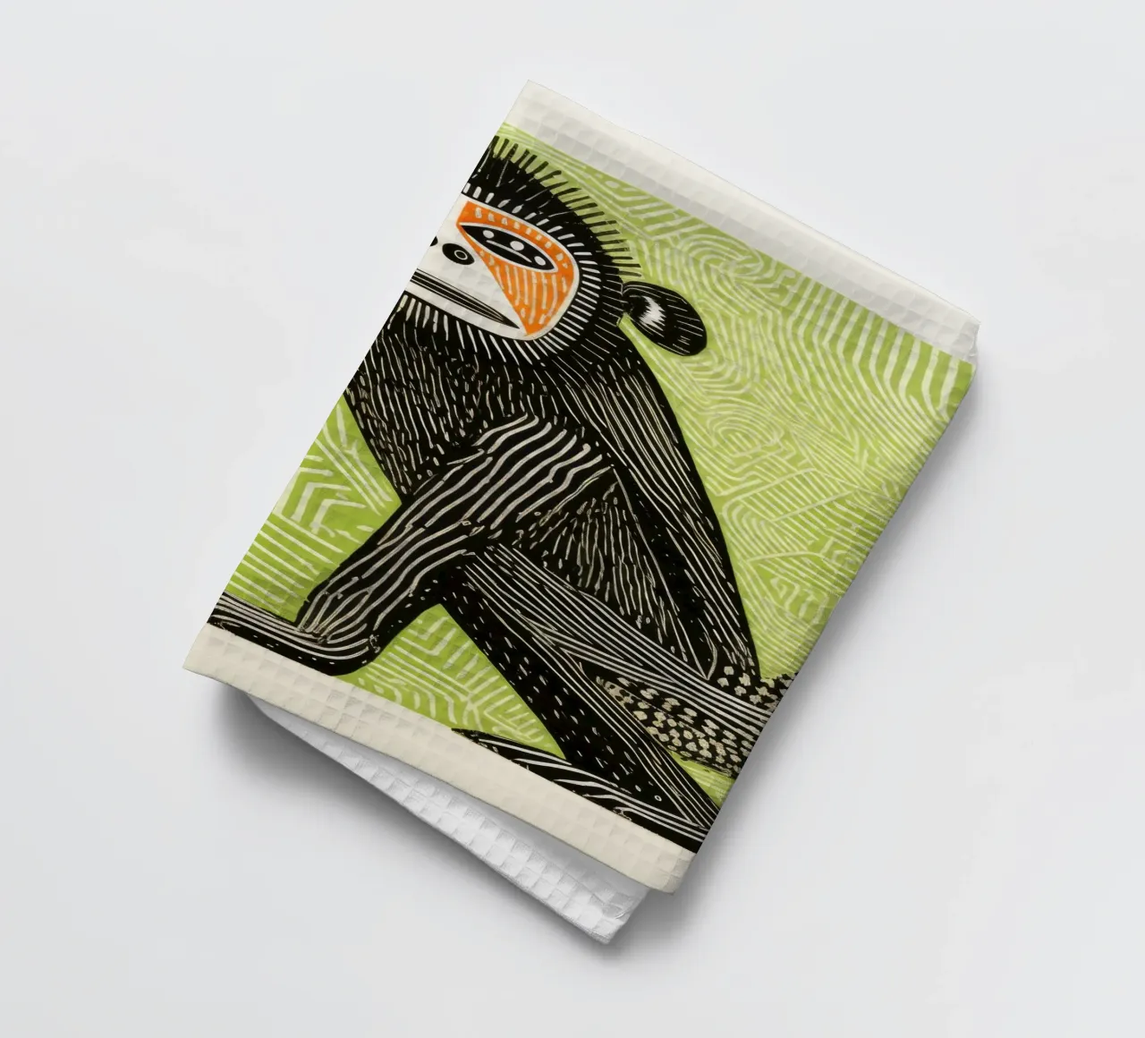 Babbuino verde 4 canovaccio da cucina da Minimal Animal Art