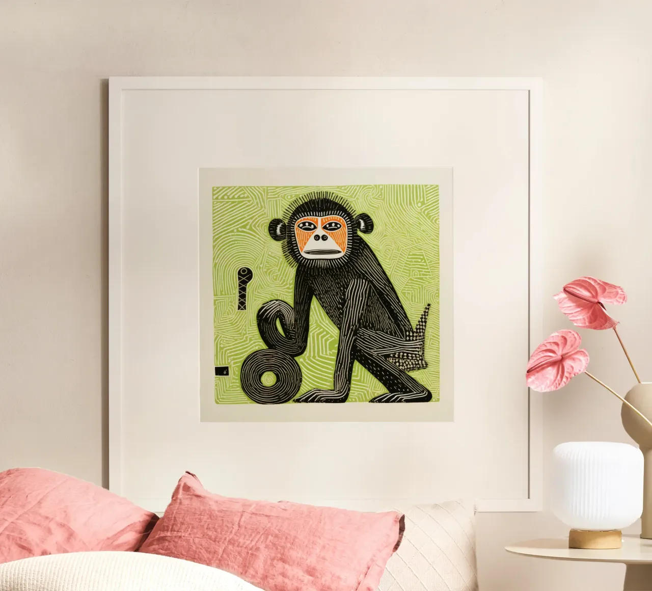 Babbuino verde carta hahnemühle da Minimal Animal Art