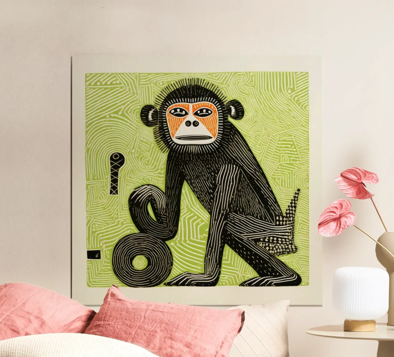 Babbuino verde carta hahnemühle da Minimal Animal Art