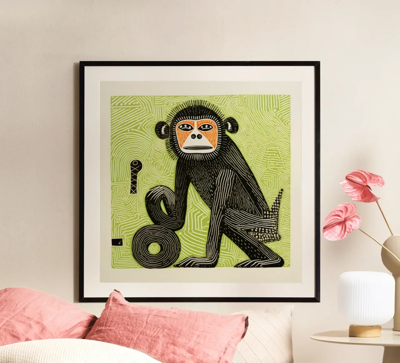 Babbuino verde 4 poster da Minimal Animal Art
