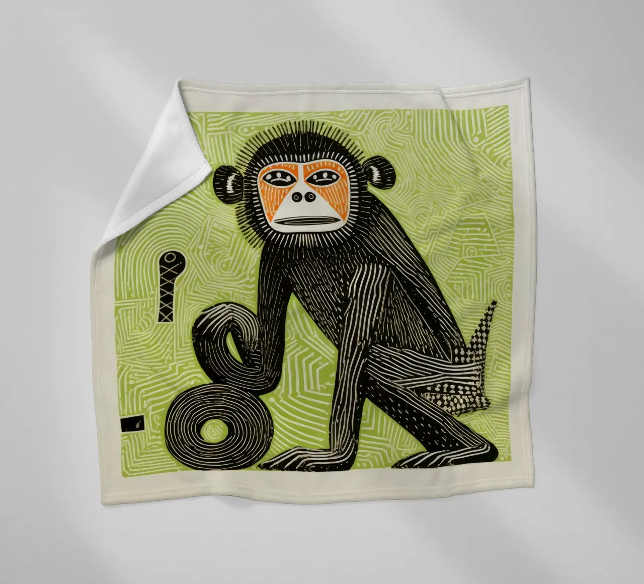 Babbuino verde coperta in pile da Minimal Animal Art