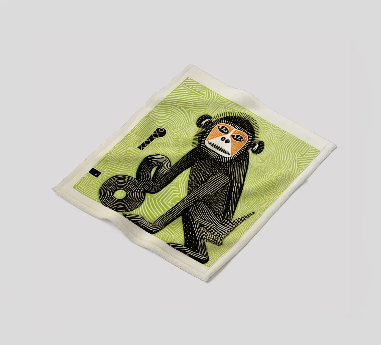 Babbuino verde coperta in pile da Minimal Animal Art