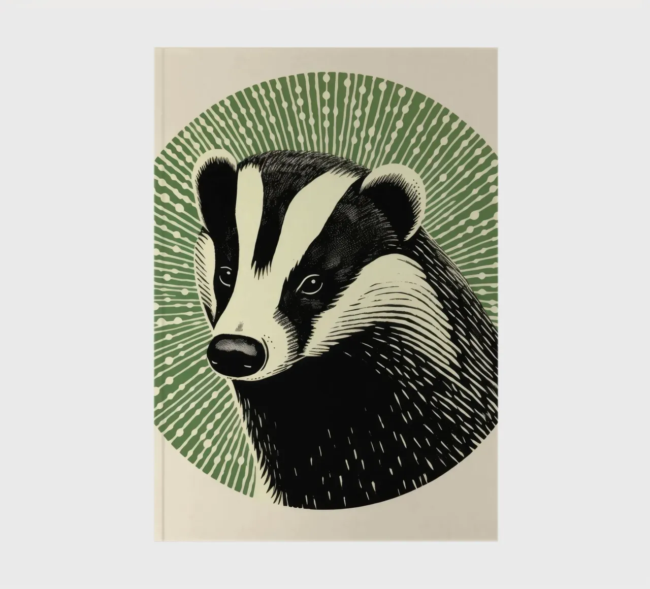 Green Badger 2 notebook by Minimal Animal Art