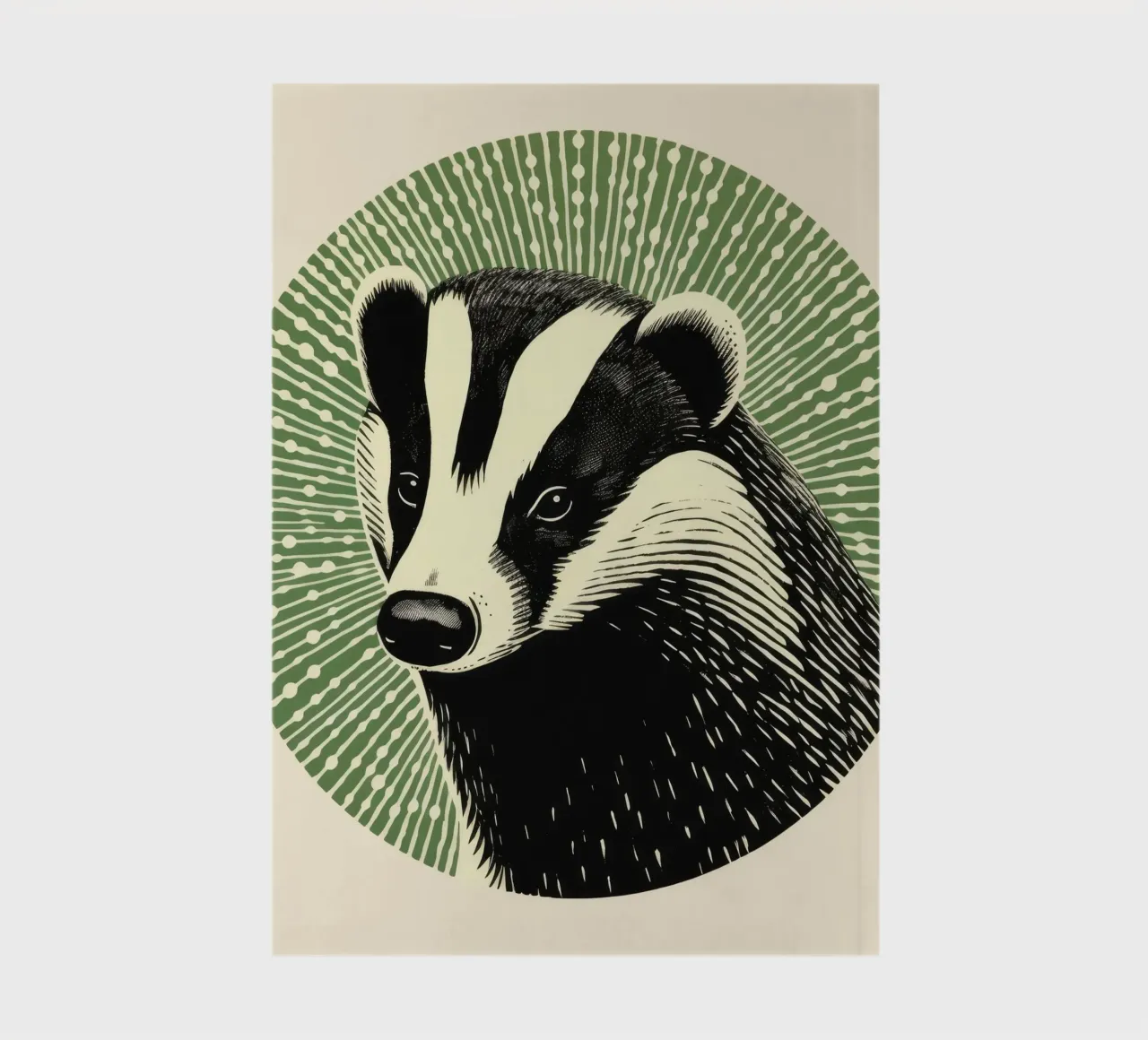 Green Badger 2 notebook by Minimal Animal Art