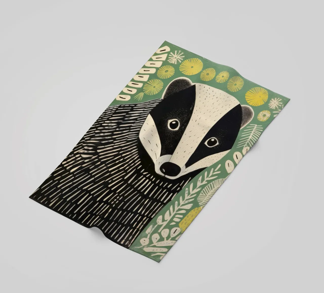 Tasso verde 3 telo mare da Minimal Animal Art