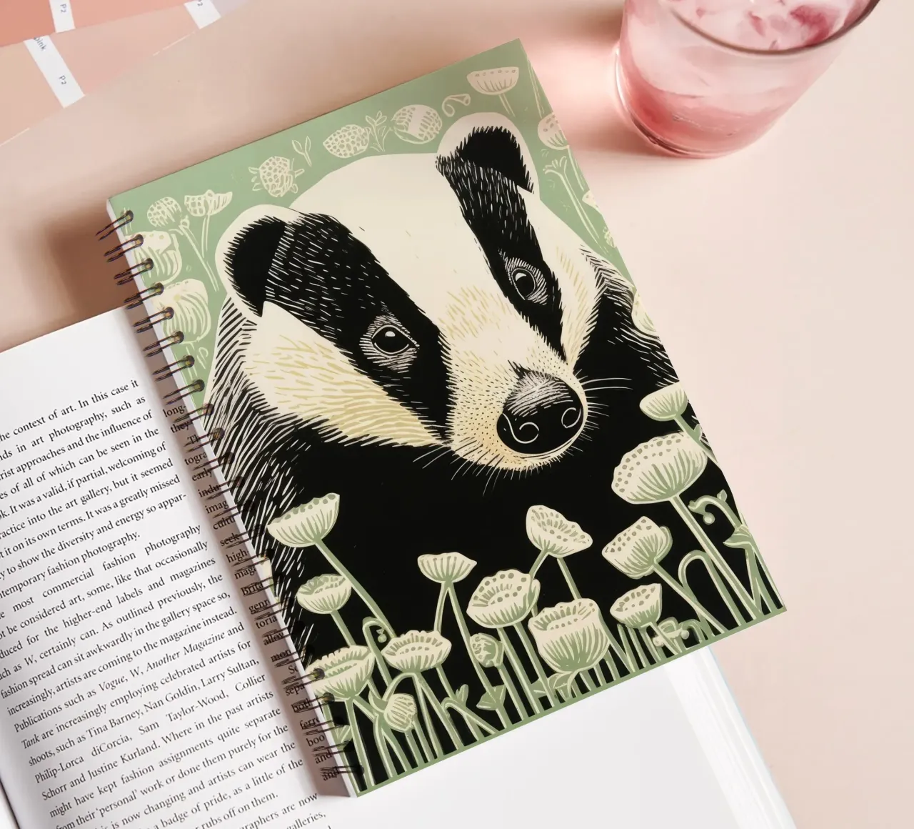 Green Badger 4 spiral notebook by Minimal Animal Art