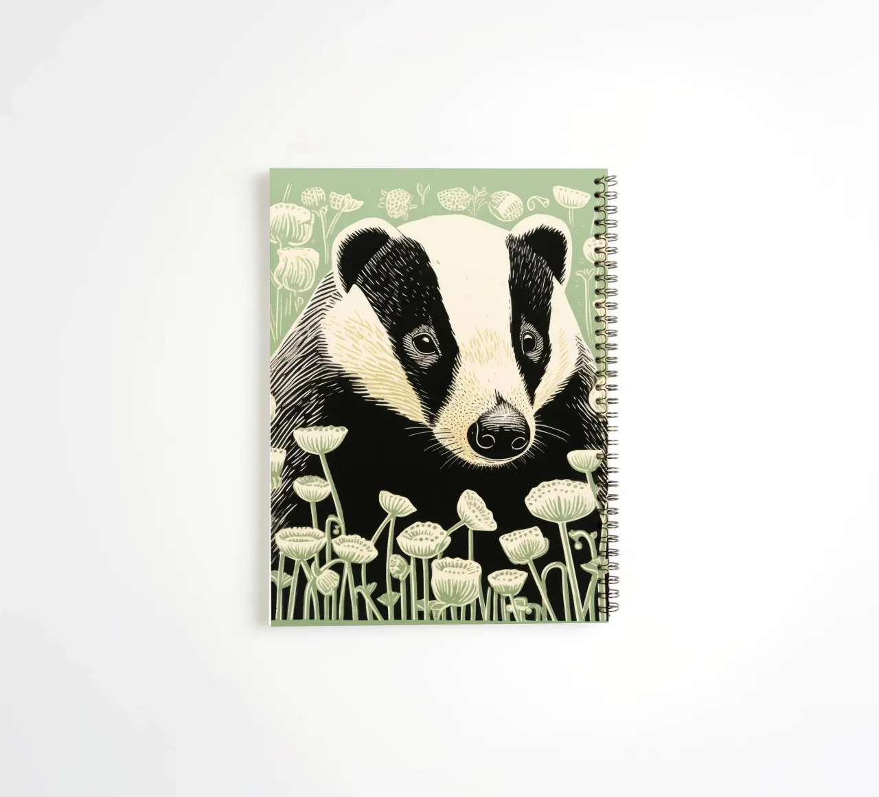 Green Badger 4 spiral notebook by Minimal Animal Art
