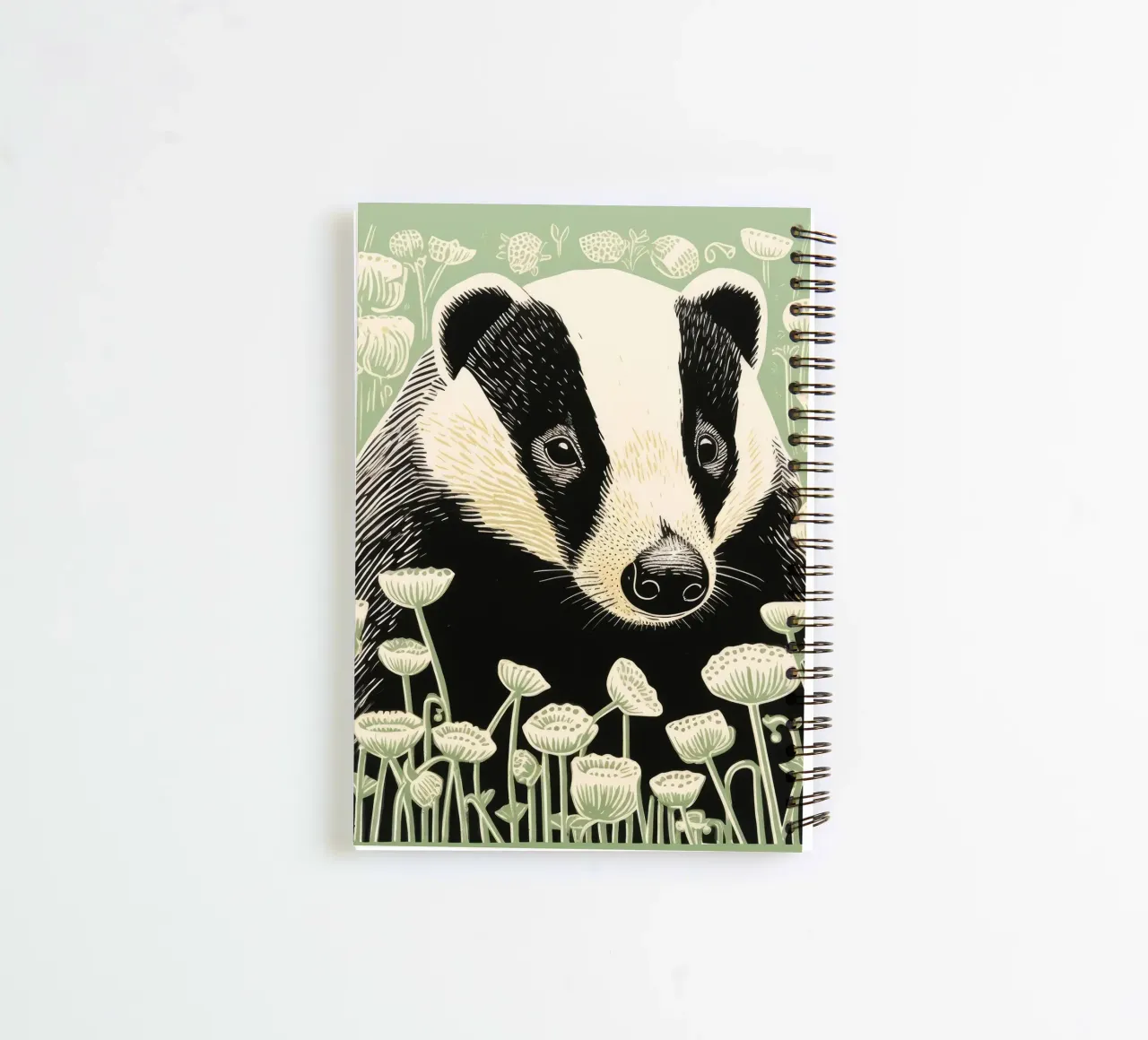 Green Badger 4 spiral notebook by Minimal Animal Art